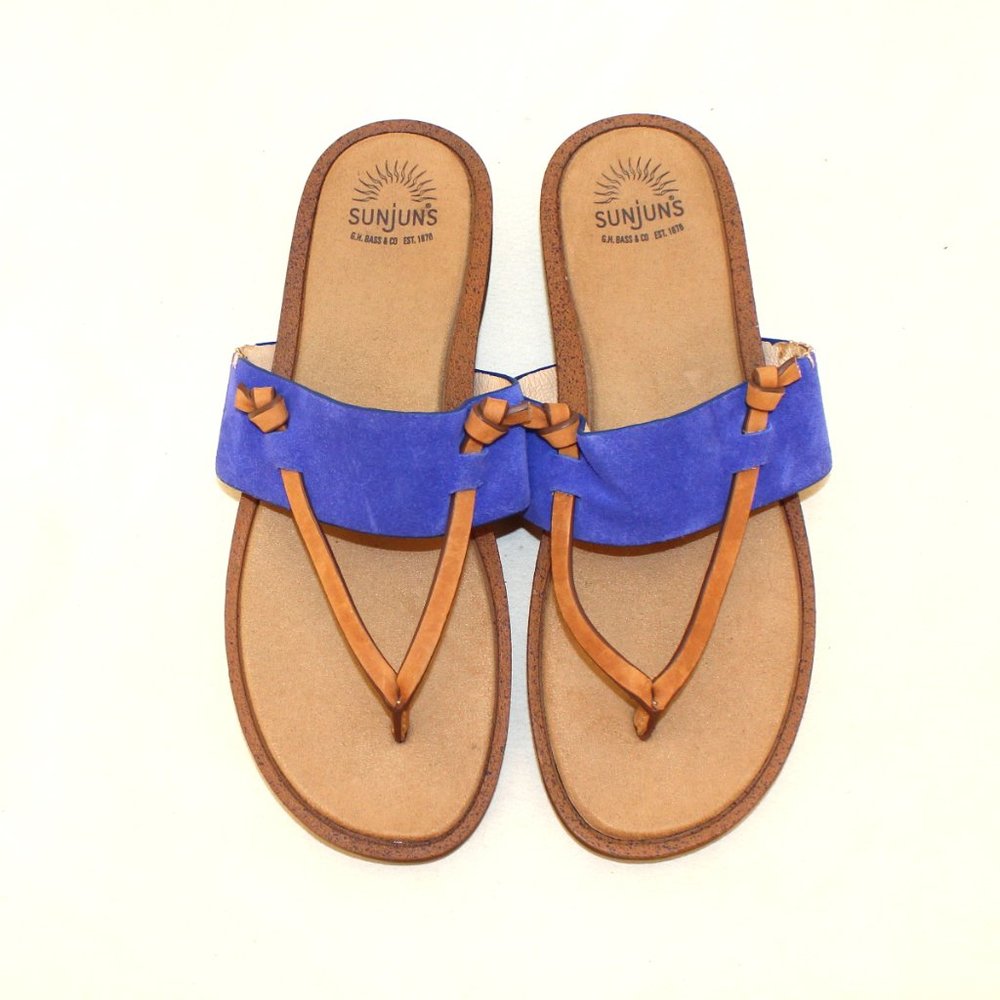 Women's G. H. Bass Sunjuns Shannon Thong Sandals Colbalt Blue Sandals Size 8 M